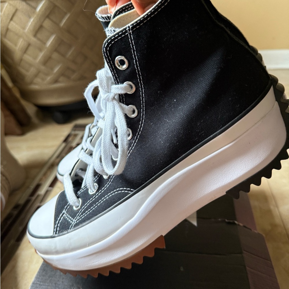 Converse Black and White High-Top Platform Sneakers
